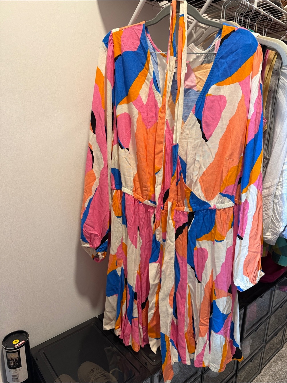 Ava & Viv Multicolor Long Sleeve Abstract Print Dress